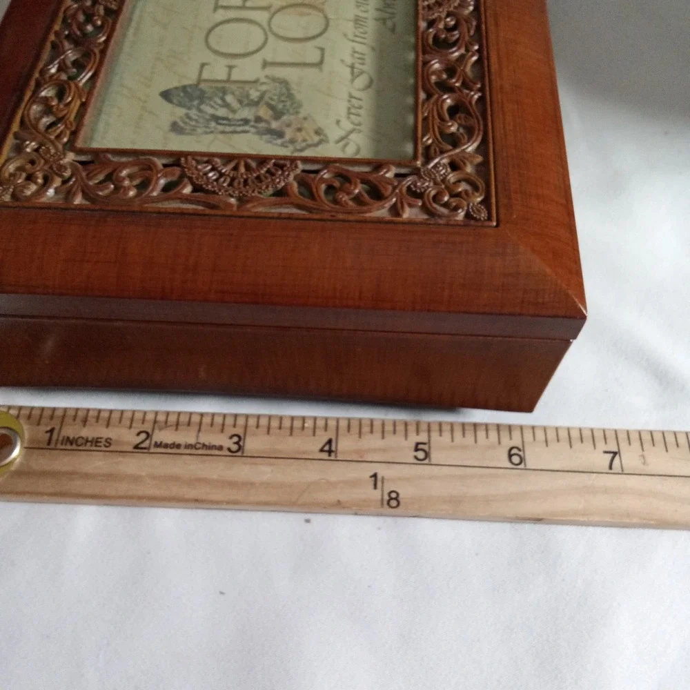 Cottage Garden Forever Loved Wooden Music Box Photo Frame Memorial Keepsake Box